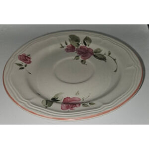 Gibson Rose Floral 6.5" Saucers Set of 3 Vintage Stoneware